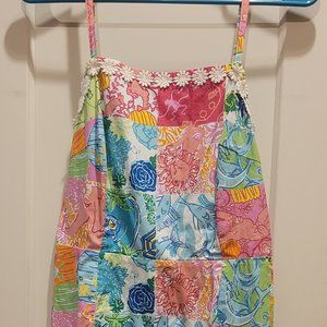 Vintage Lilly Pulitzer Dress Open Back with Floral Trim